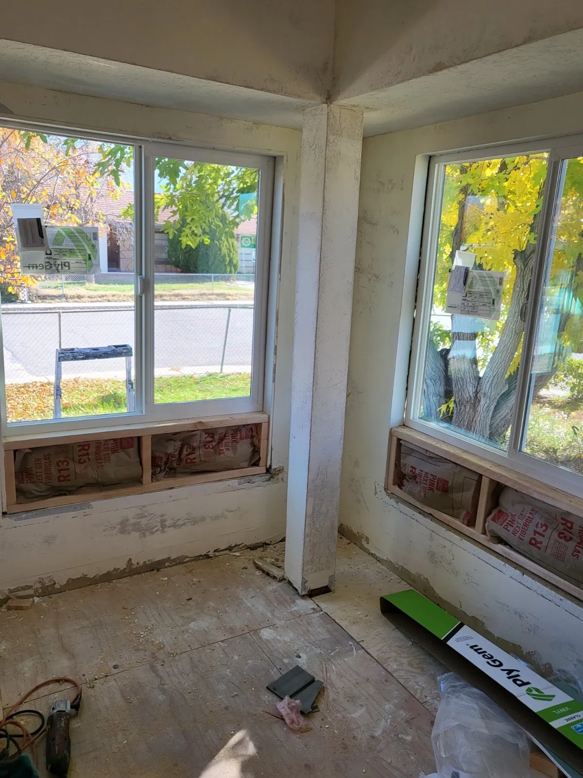 Interior stripped to subfloor before remodel