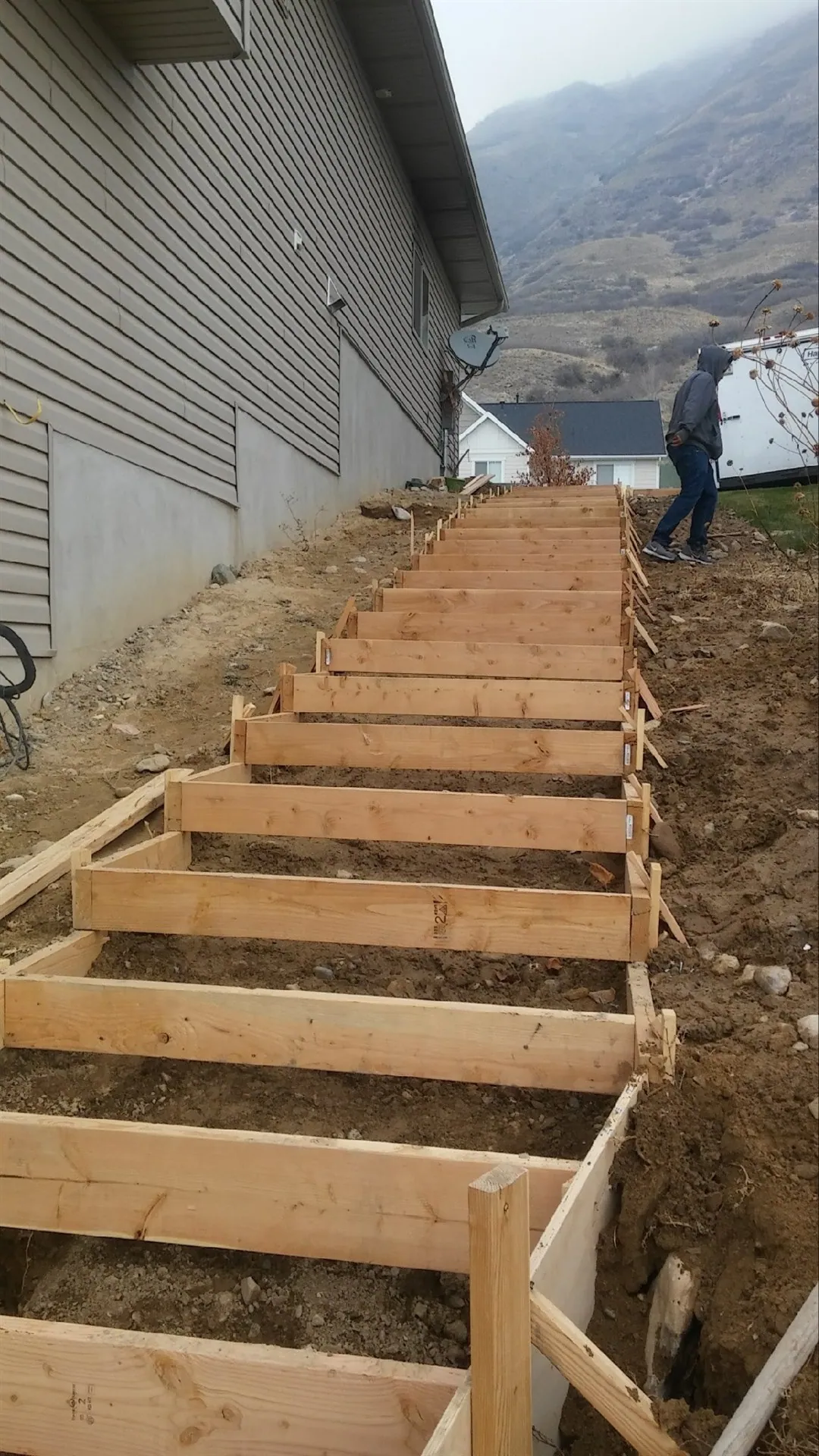 Forming concrete stairs on a sloped lot