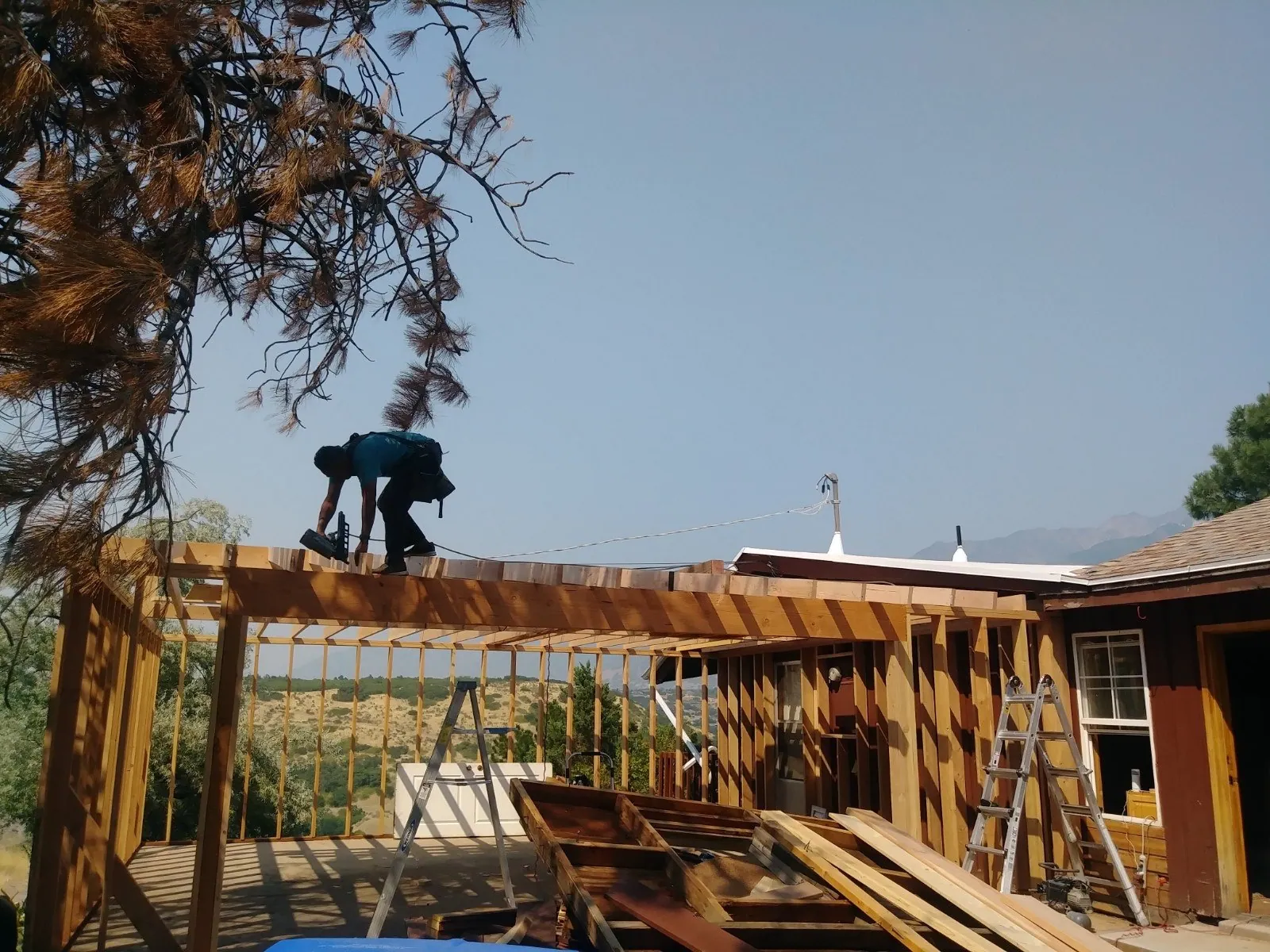 Framing a rear addition roof structure