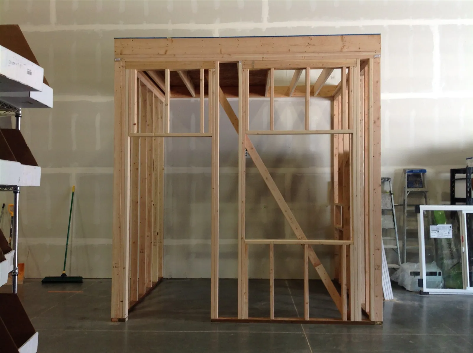 Interior wall framing for a new room