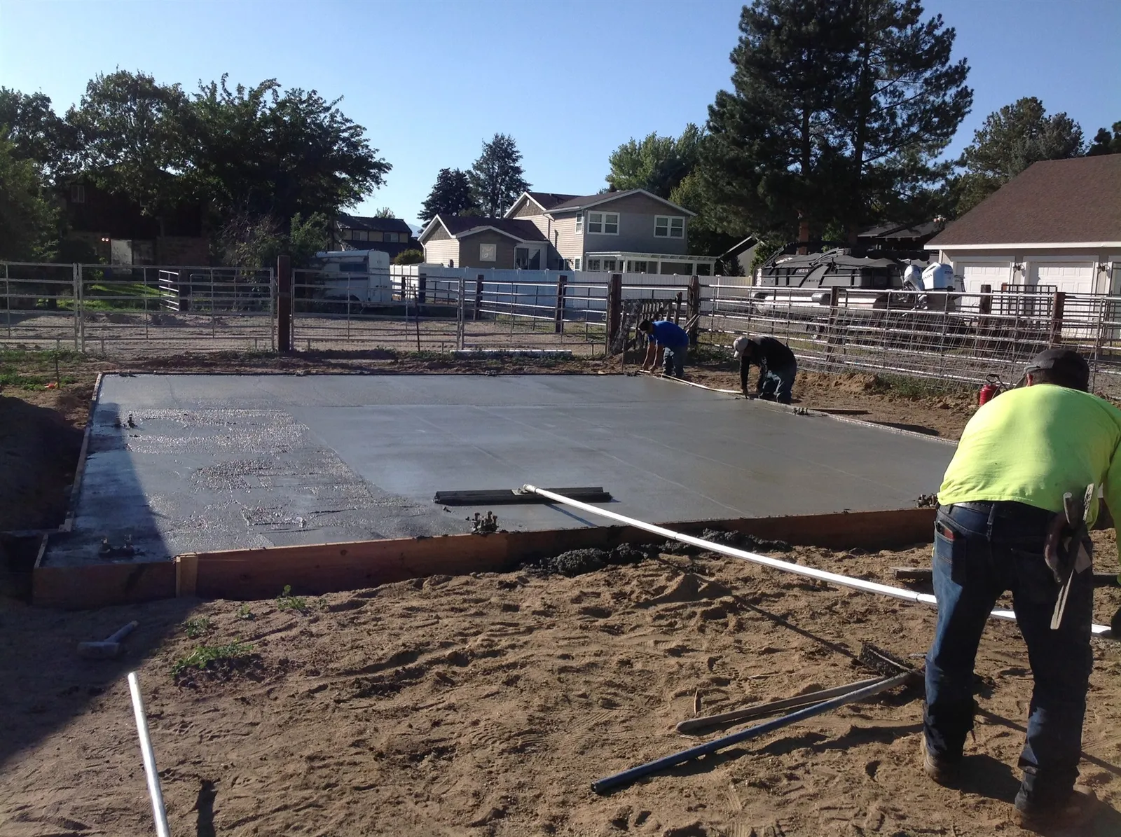 Concrete slab poured and screeded on site