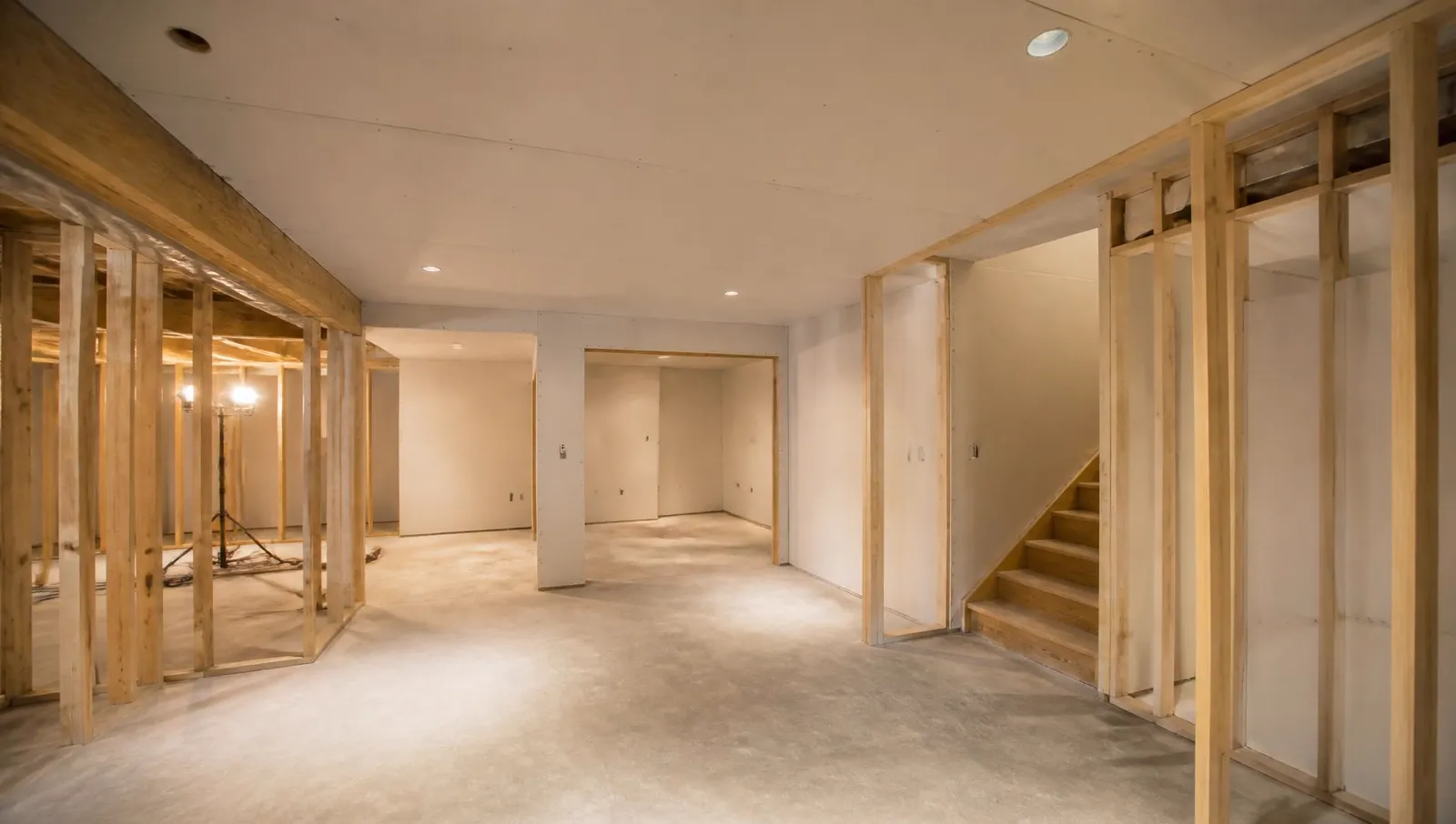 Basement framing and drywall in progress on a Utah County remodeling project